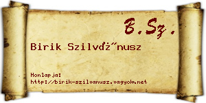 Birik Szilvánusz névjegykártya